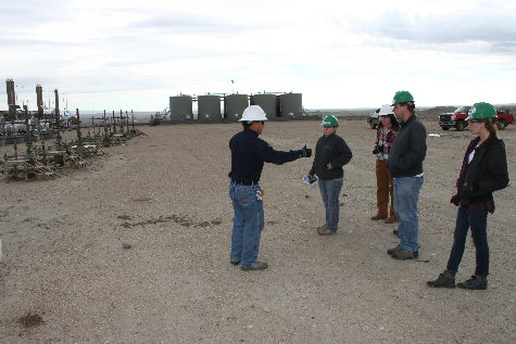 Students touring an Anadarko Petroleum gas well pad